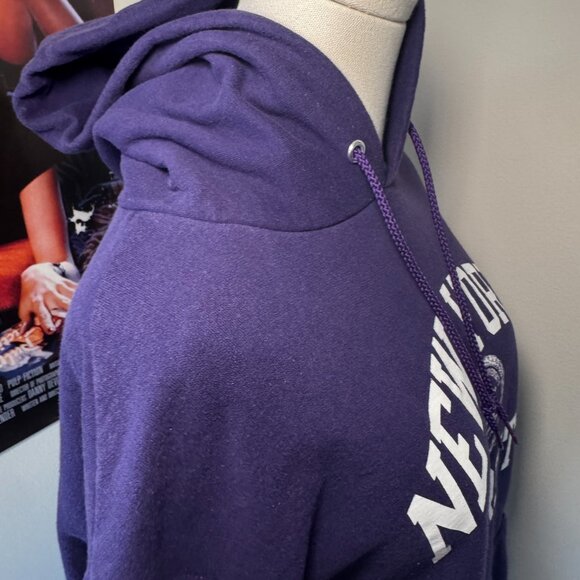 Collegiate New York University Purple and White Long Sleeve Hooded Sweatshirt - Picture 7 of 15